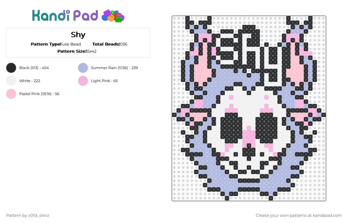 Shy - Fuse Bead Pattern by v01d_st4rz on Kandi Pad - pink,white