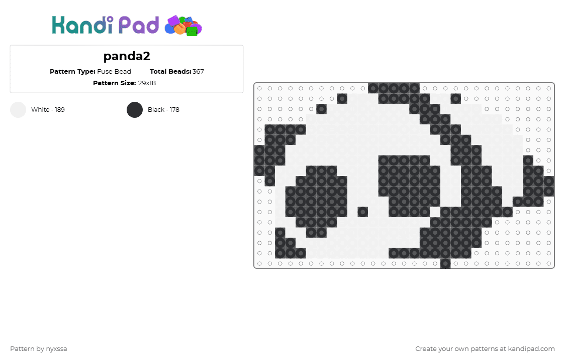 panda2 - Fuse Bead Pattern by nyxssa on Kandi Pad - black,white