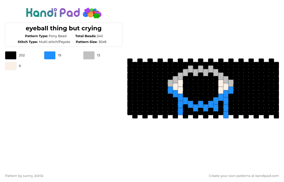 eyeball thing but crying - Pony Bead Pattern by sunny_k0r3x on Kandi Pad - black,beige,light blue,cotdsketch