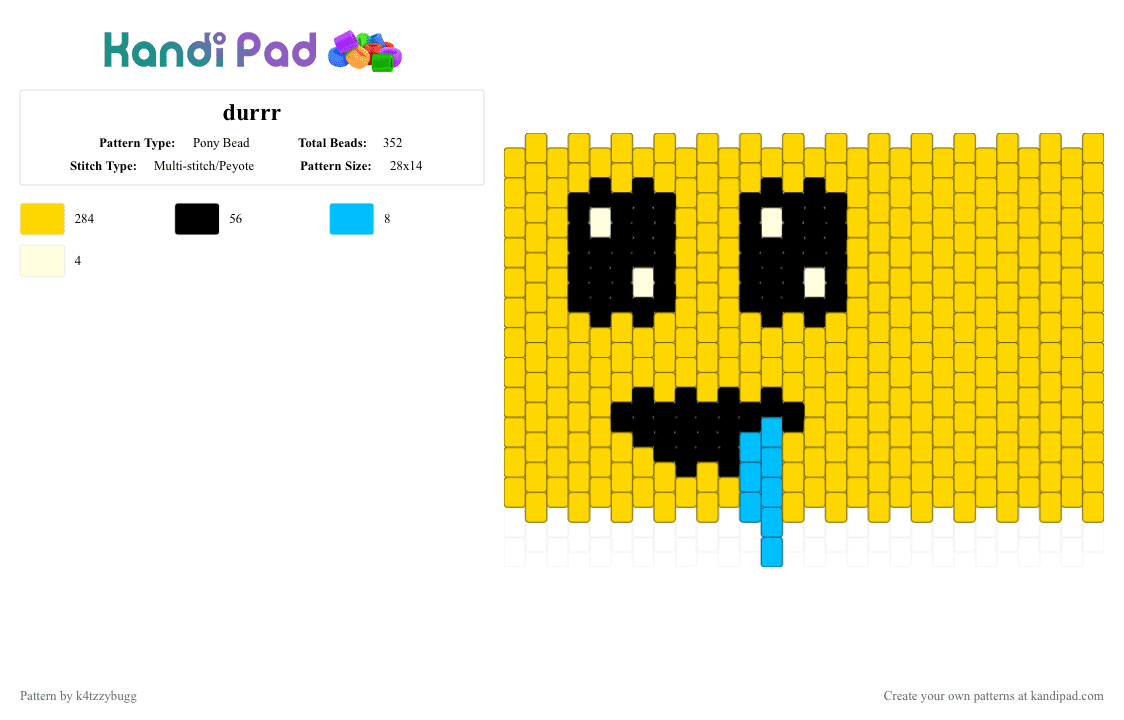 durrr - Pony Bead Pattern by k4tzzybugg on Kandi Pad - yellow