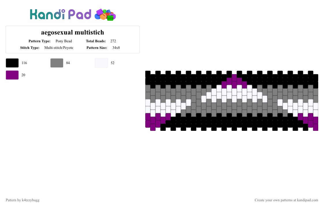 aegosexual multistich - Pony Bead Pattern by k4tzzybugg on Kandi Pad - gray,pride,lgbtq,aegosexual
