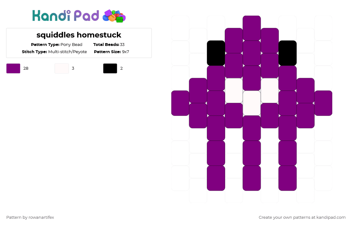 squiddles homestuck - Pony Bead Pattern by rowanartifex on Kandi Pad - pink