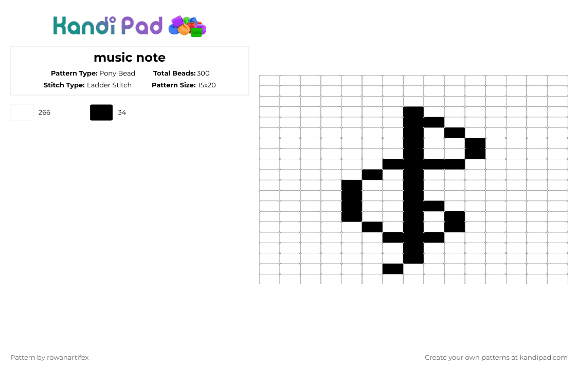 music note - Pony Bead Pattern by rowanartifex on Kandi Pad - white