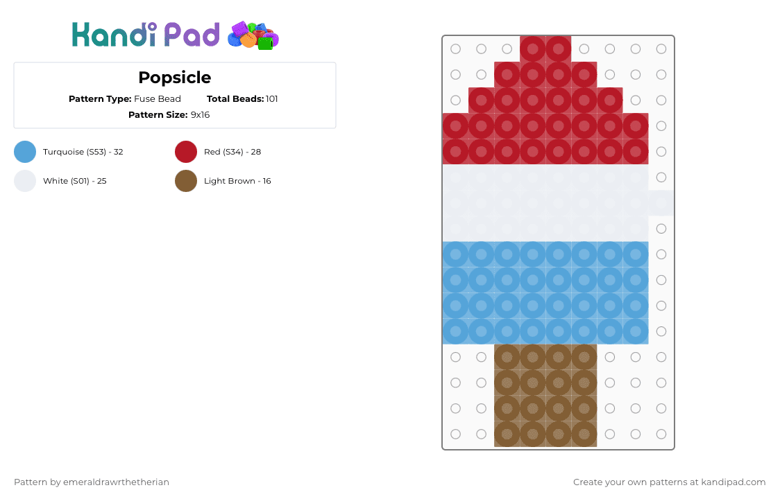 Popsicle - Fuse Bead Pattern by emeraldrawrthetherian on Kandi Pad - light blue,red