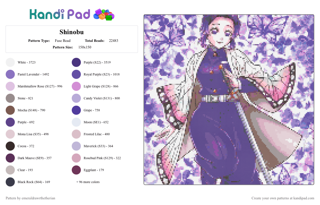 Shinobu - Fuse Bead Pattern by emeraldrawrthetherian on Kandi Pad - 