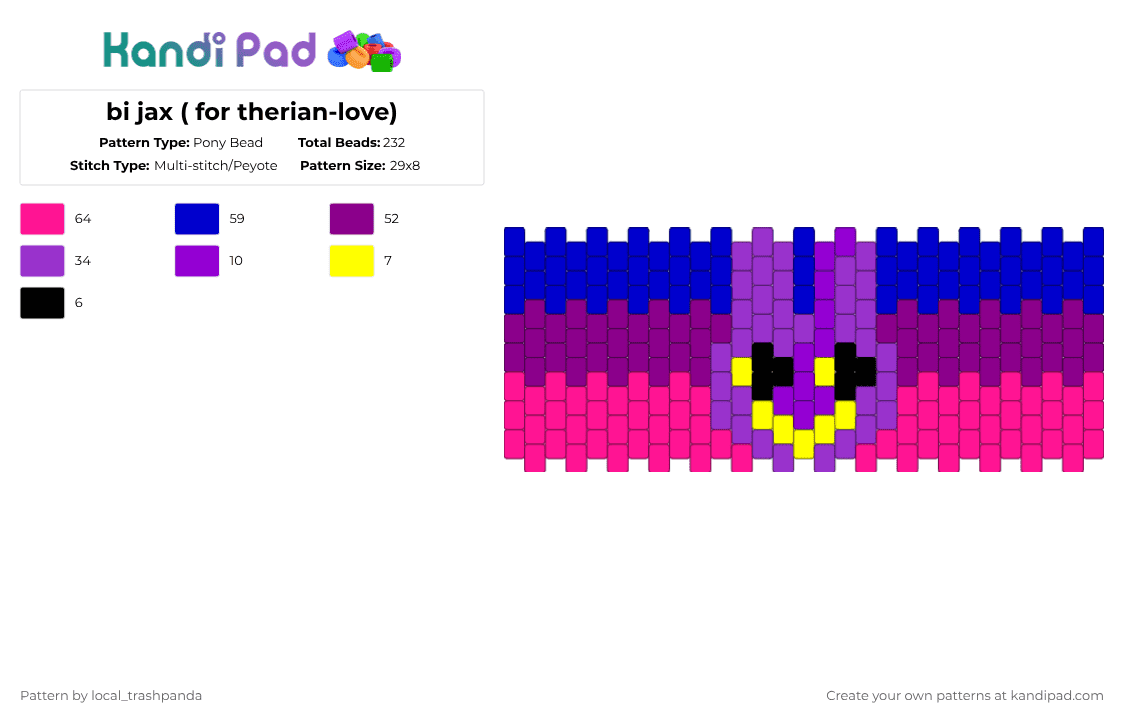 bi jax ( for therian-love) - Pony Bead Pattern by w31rd0_k1ds_4ppr3nt on Kandi Pad - purple,pink