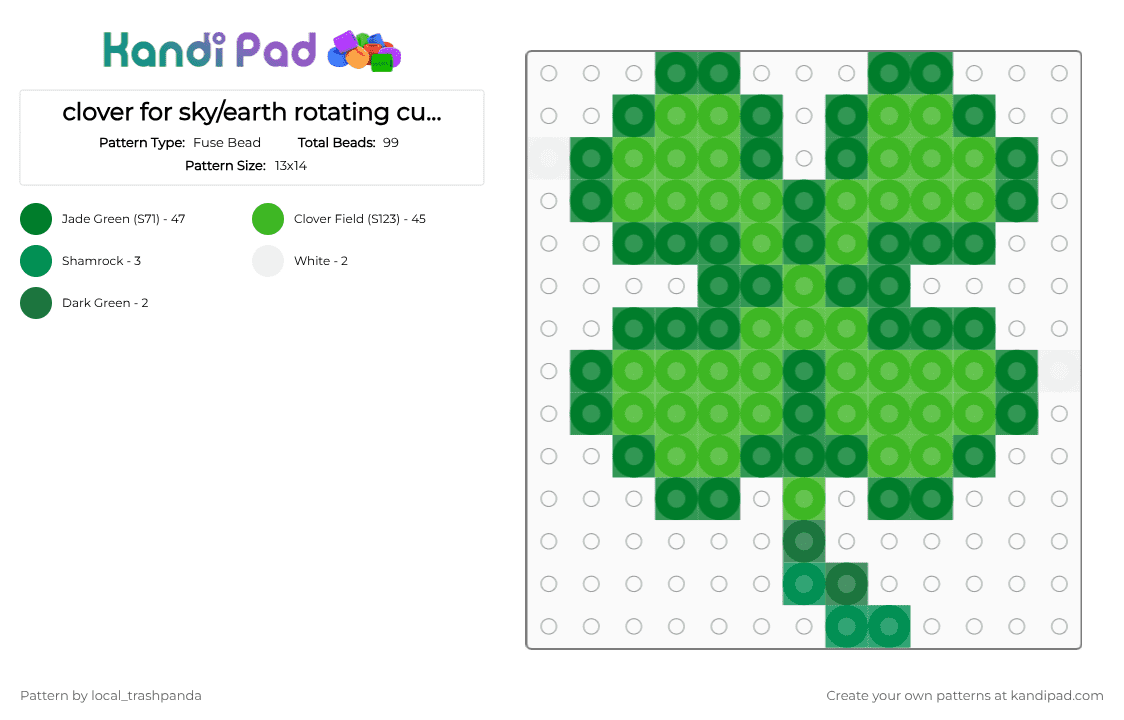 clover for sky/earth rotating cuff (part 4) - Fuse Bead Pattern by w31rd0_k1ds_4ppr3nt on Kandi Pad - green