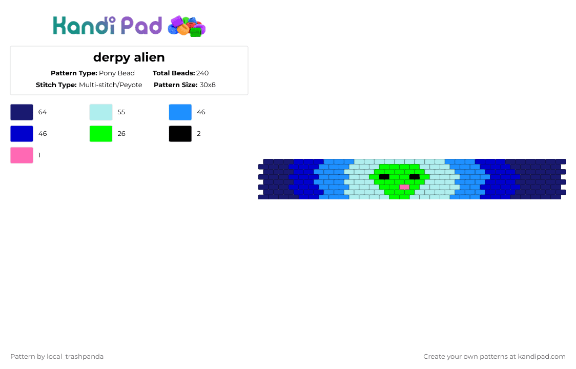 derpy alien - Pony Bead Pattern by w31rd0_k1ds_4ppr3nt on Kandi Pad - light blue,purple