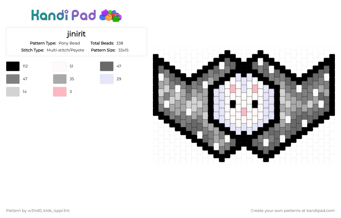 jinirit - Pony Bead Pattern by w31rd0_k1ds_4ppr3nt on Kandi Pad - gray