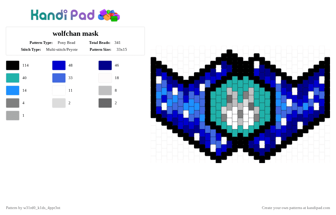 wolfchan mask - Pony Bead Pattern by w31rd0_k1ds_4ppr3nt on Kandi Pad - blue, purple, teal