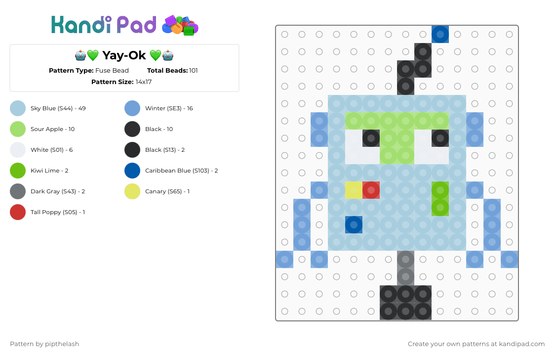 🤖💚 Yay-Ok 💚🤖 - Fuse Bead Pattern by pipthelash on Kandi Pad - light blue,rocket monkeys,crafts,design,cute,fuse beads