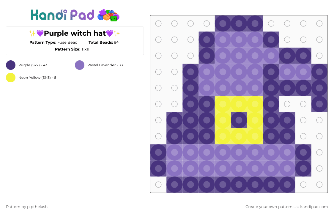 ✨💜Purple witch hat💜✨ - Fuse Bead Pattern by pipthelash on Kandi Pad - blue, purple