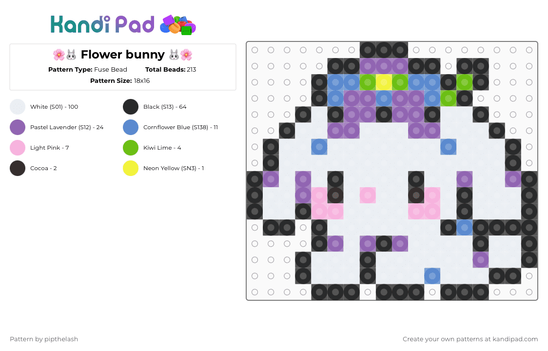 🌸🐰 Flower bunny 🐰🌸 - Fuse Bead Pattern by pipthelash on Kandi Pad - white,pink,blue,design,cute,crafts,bunny