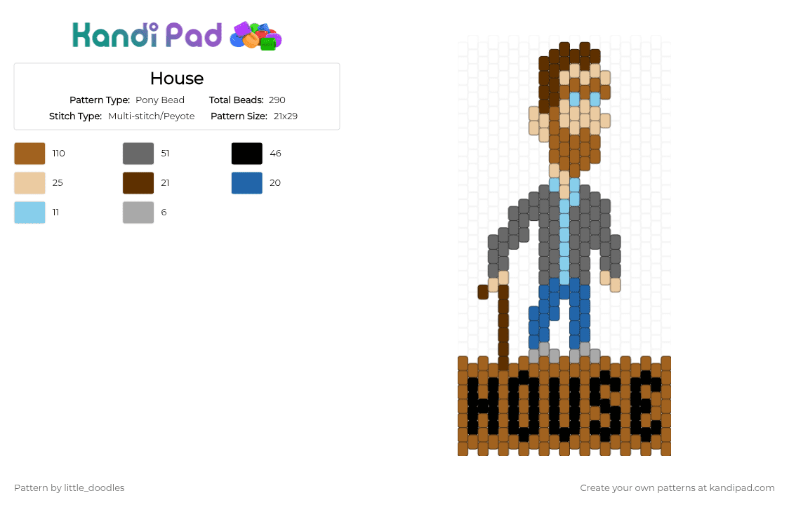 House - Pony Bead Pattern by little_doodles on Kandi Pad - tan,gray