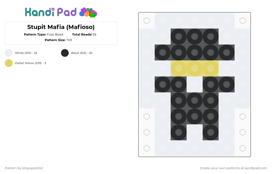 Stupit Mafia (Mafioso) - Fuse Bead Pattern by istayupalotlol on Kandi Pad - white,forsakenroblox,forsaken,mafioso