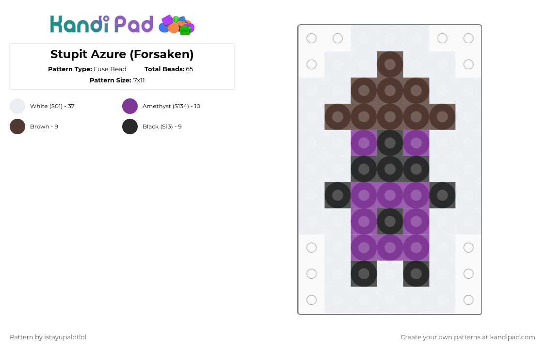 Stupit Azure (Forsaken) - Fuse Bead Pattern by istayupalotlol on Kandi Pad - white,brown,pink,forsakenroblox,forsaken,azure