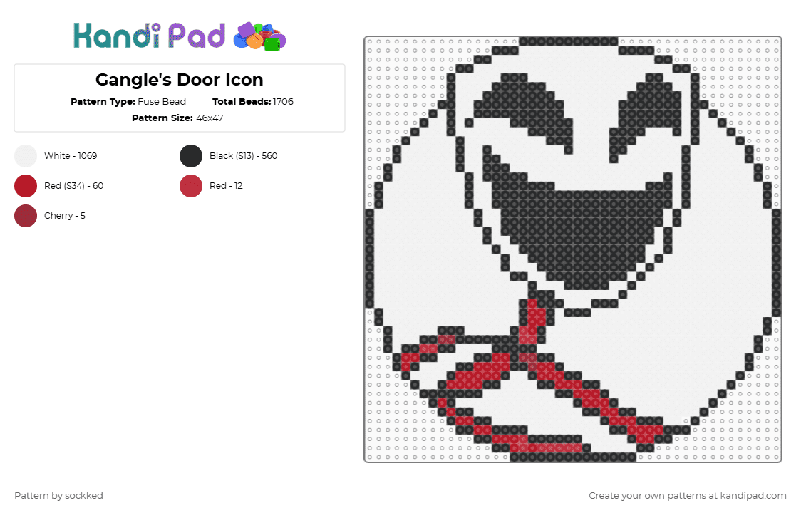 Gangle\'s Door Icon - Fuse Bead Pattern by sockked on Kandi Pad - white,gangle,the amazing digital circus,tadc