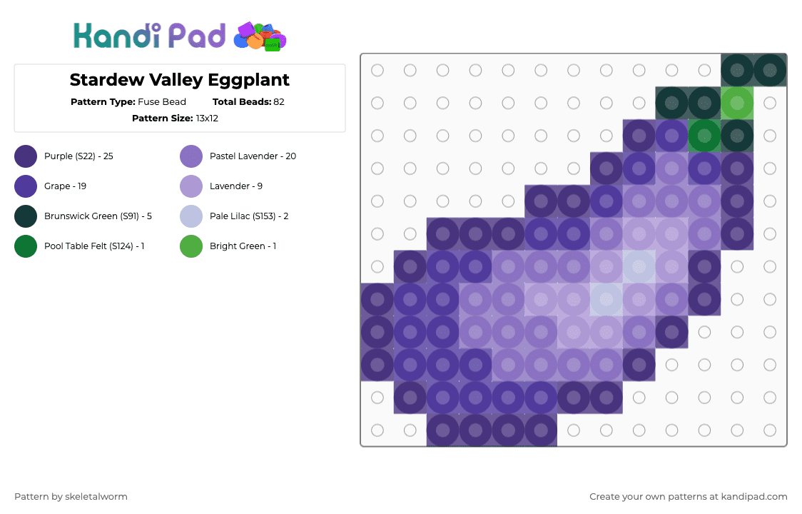 Stardew Valley Eggplant - Fuse Bead Pattern by skeletalworm on Kandi Pad - purple,blue,eggplant,sdv,stardew