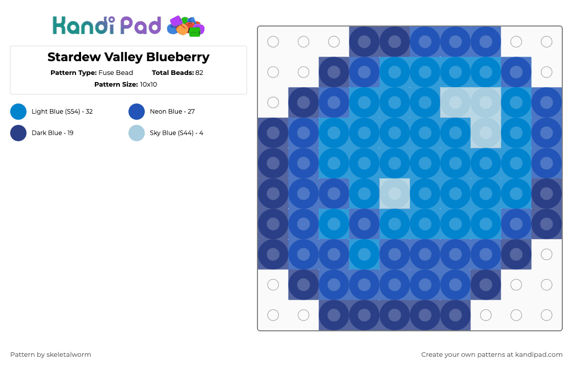 Stardew Valley Blueberry - Fuse Bead Pattern by skeletalworm on Kandi Pad - blue,blueberry,sdv,stardew,stardew valley,farming,farm