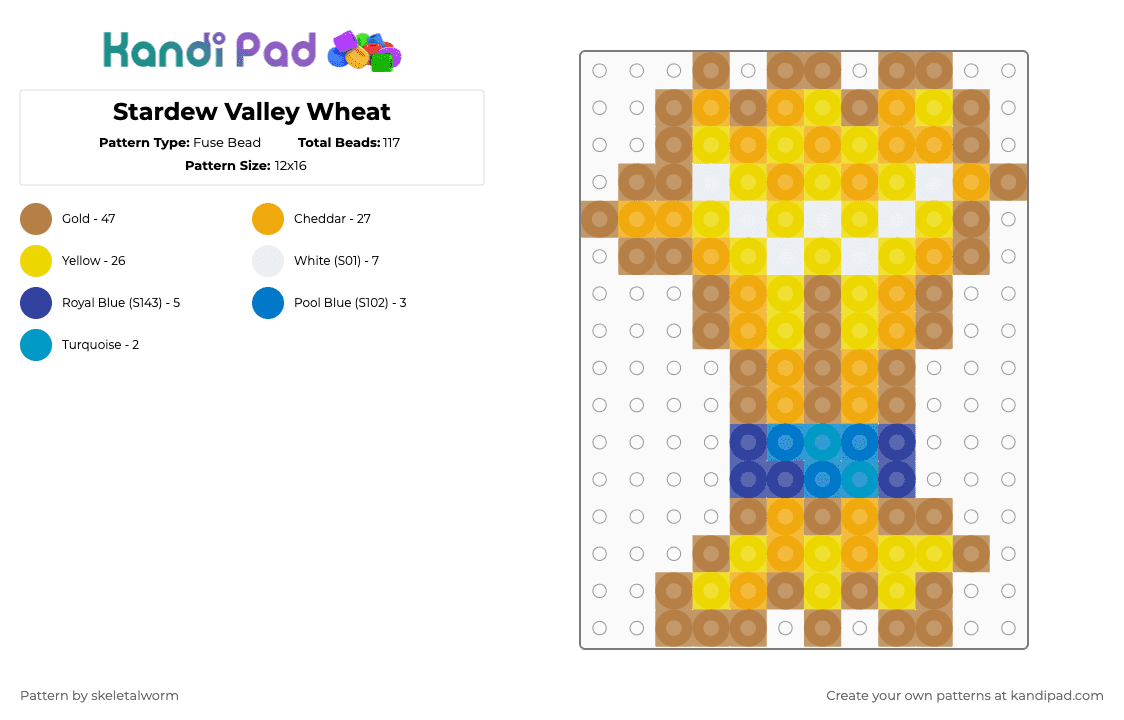 Stardew Valley Wheat - Fuse Bead Pattern by skeletalworm on Kandi Pad - tan,orange,yellow,sdv,stardew,stardew valley,wheat,farm,farming,flour