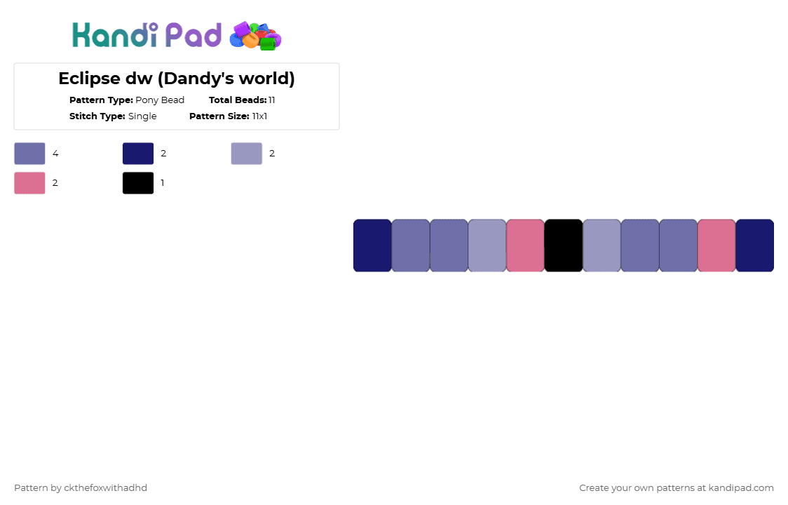 Eclipse dw (Dandy\'s world) - Pony Bead Pattern by ckthefoxwithadhd on Kandi Pad - blue,dandys world,eclipse dw,eclipse dandys world,eclipse