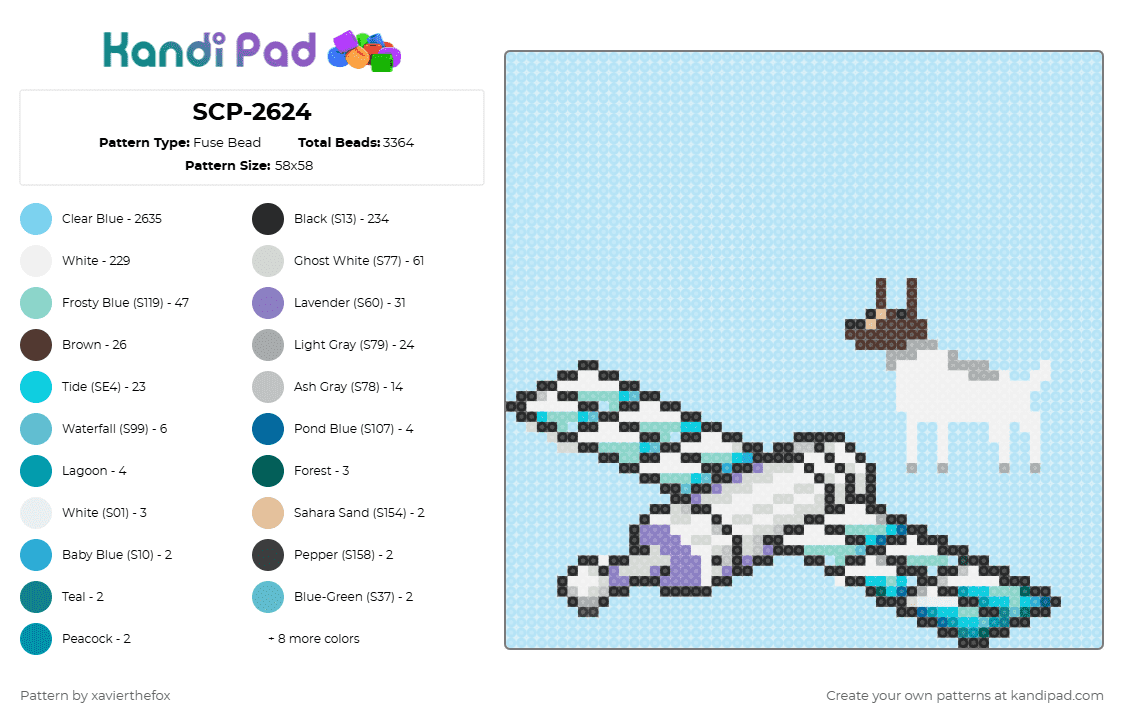 SCP-2624 - Fuse Bead Pattern by xavierthefox on Kandi Pad - light blue,scp,scp2624,laika,space