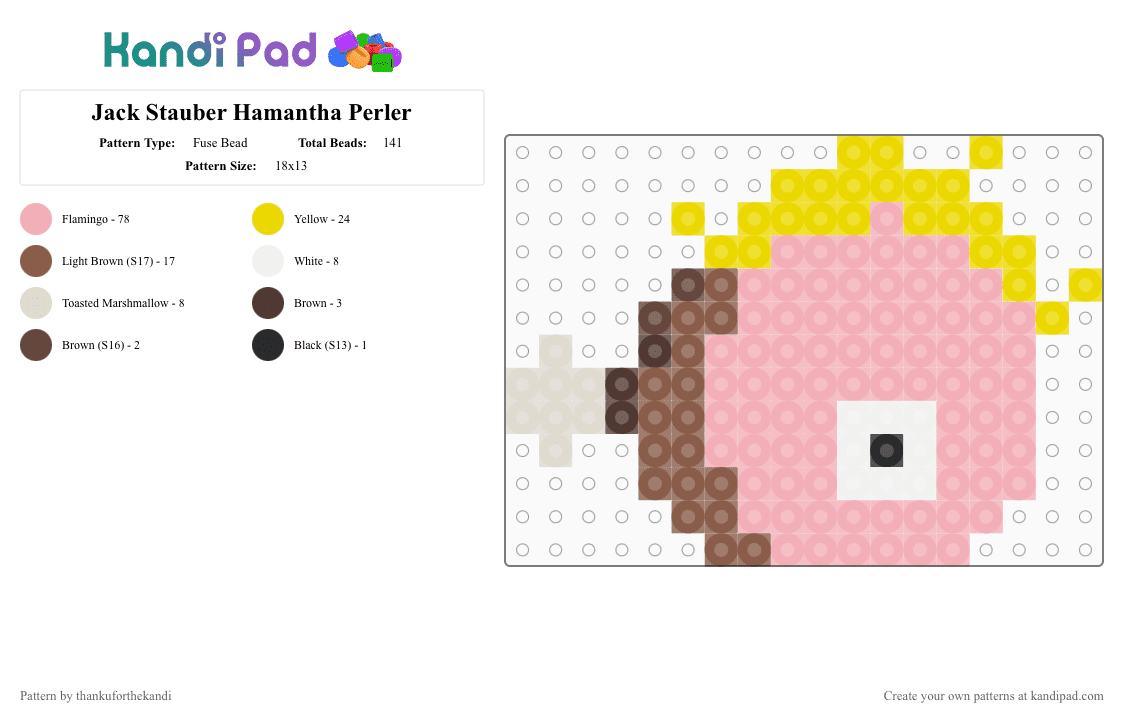 Jack Stauber Hamantha Perler - Fuse Bead Pattern by thankuforthekandi on Kandi Pad - art, beige, hamantha, indie music, internet, jack stauber, music, weird, weirdcore