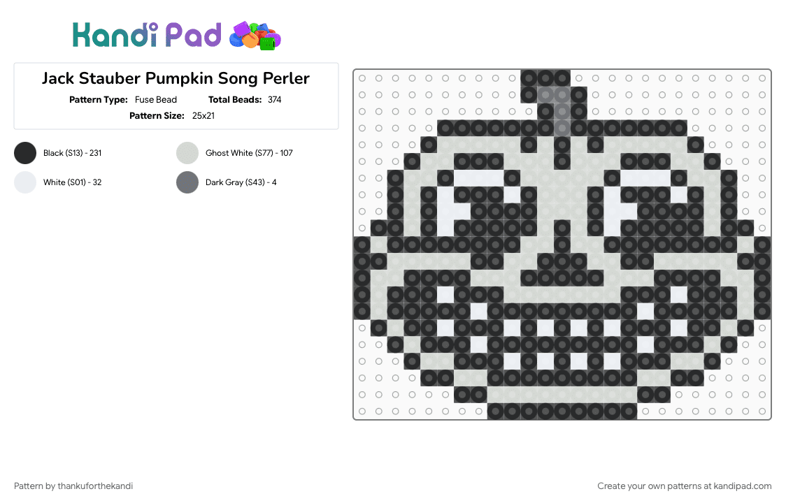 Jack Stauber Pumpkin Song Perler - Fuse Bead Pattern by thankuforthekandi on Kandi Pad - animation, cartoon, indie, jack stauber, music, white