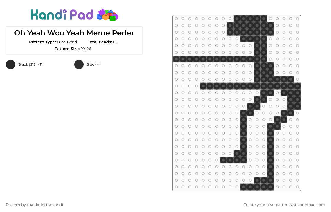 Oh Yeah Woo Yeah Meme Perler - Fuse Bead Pattern by thankuforthekandi on Kandi Pad - black,meme,internet meme,2010s,groovy,funny,silly,dance,memes