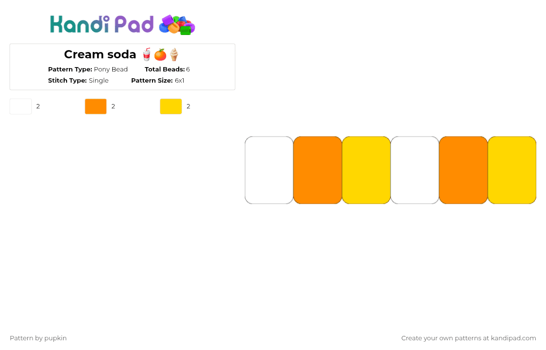 Cream soda 🥤🍊🍦 - Pony Bead Pattern by pupkin on Kandi Pad - orange, yellow