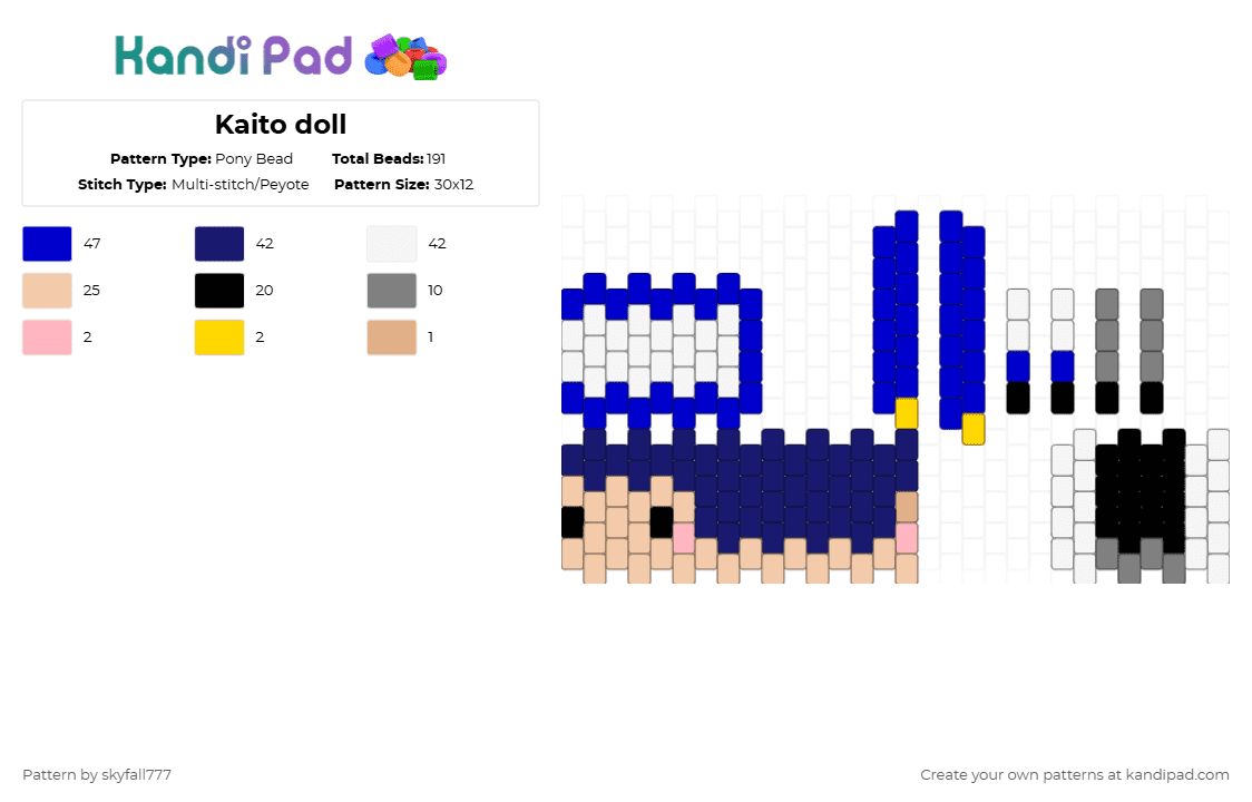 Kaito doll - Pony Bead Pattern by skyfall777 on Kandi Pad - beige,purple,kaito,vocaloid,doll,kandi