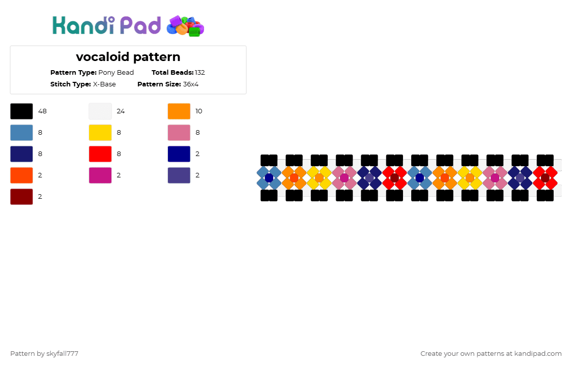vocaloid pattern - Pony Bead Pattern by skyfall777 on Kandi Pad - purple,orange,red,pink,miku,rin,len,luka,mekio,kaito,vocaloid