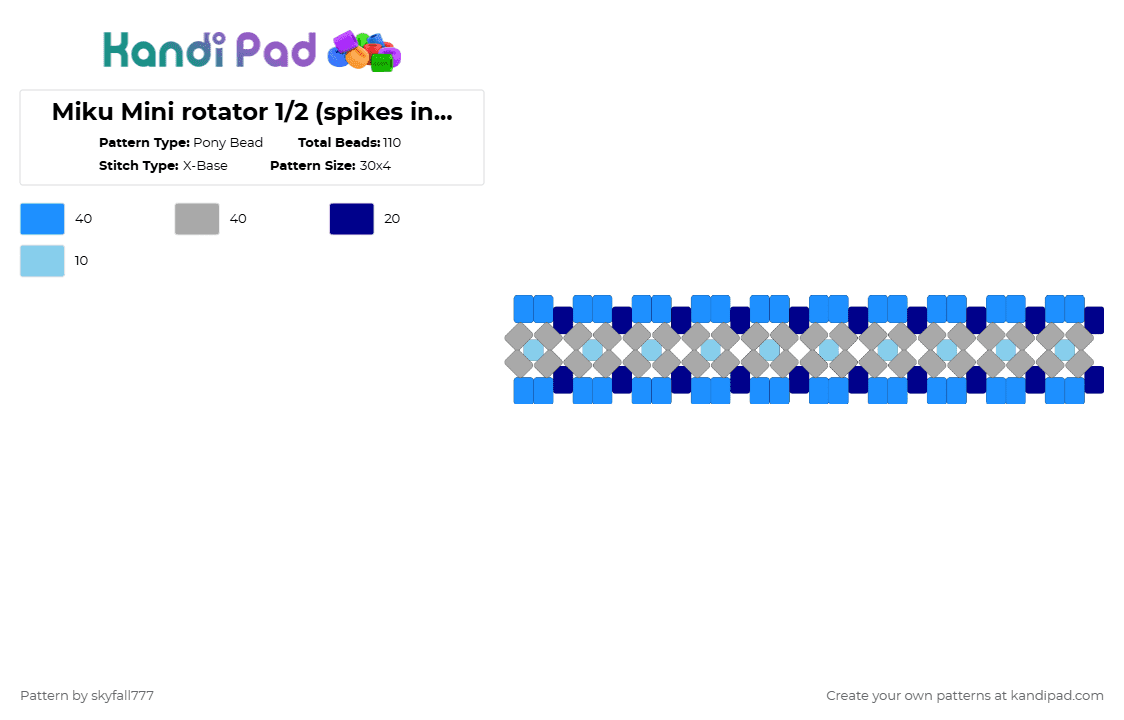 Miku Mini rotator 1/2 (spikes in disc) (single will come soon) - Pony Bead Pattern by skyfall777 on Kandi Pad - light blue,beige