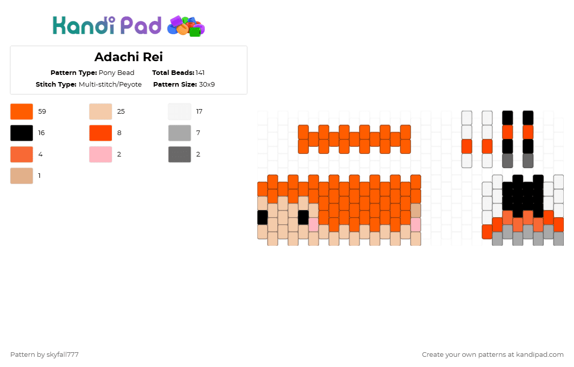 Adachi Rei - Pony Bead Pattern by skyfall777 on Kandi Pad - beige,orange,rei,vocaloid,adachi rei,doll