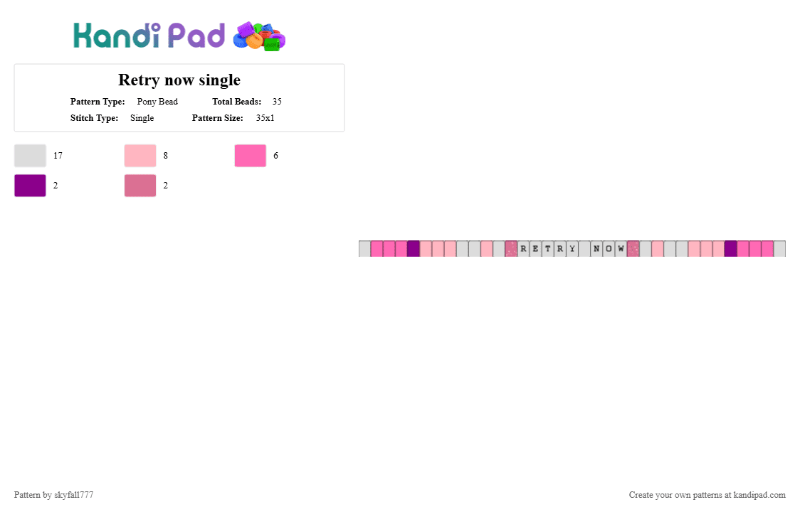 Retry now single - Pony Bead Pattern by skyfall777 on Kandi Pad - pink,white,miku,music,retry now