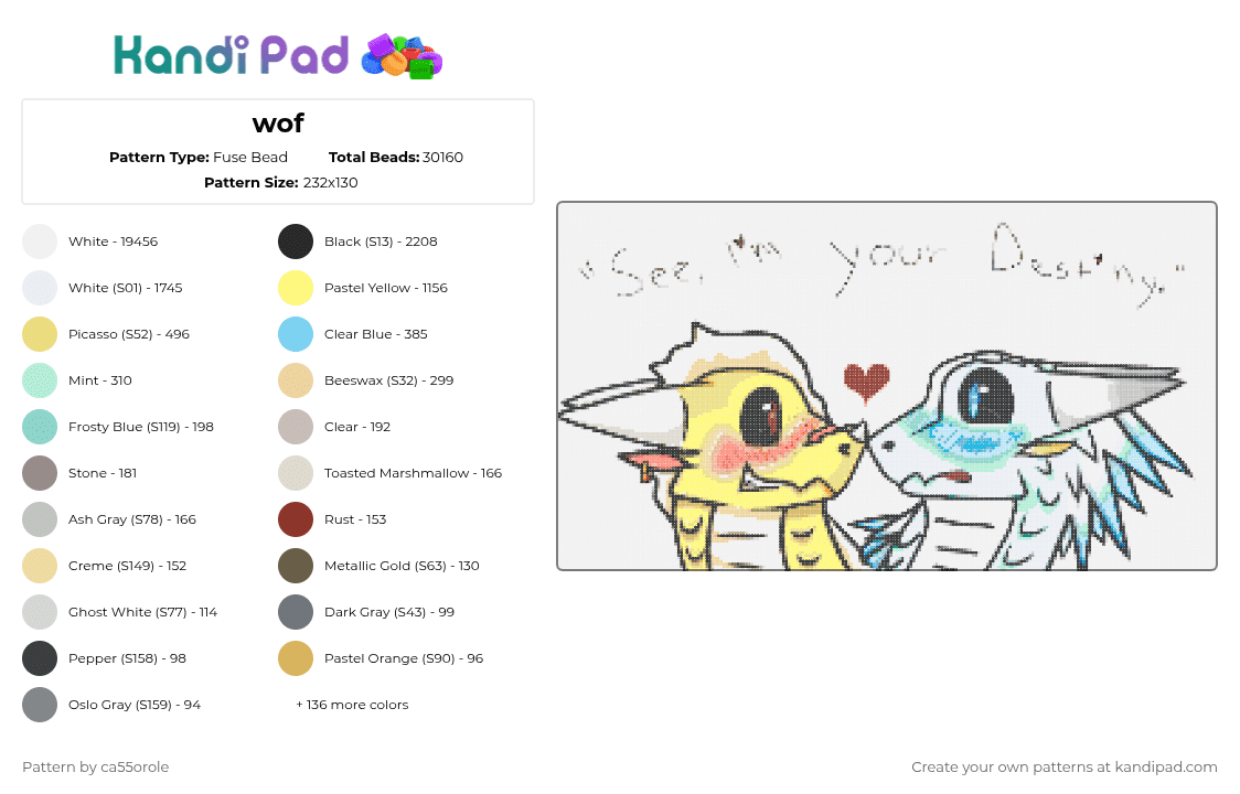 wof - Fuse Bead Pattern by ca55orole on Kandi Pad - white,beige,light blue,yellow,colorful