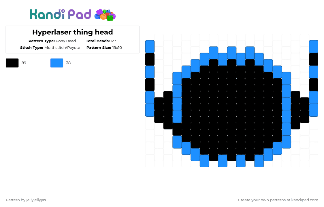 Hyperlaser thing head - Pony Bead Pattern by jellyjellyjas on Kandi Pad - black,light blue,phighting,roblox