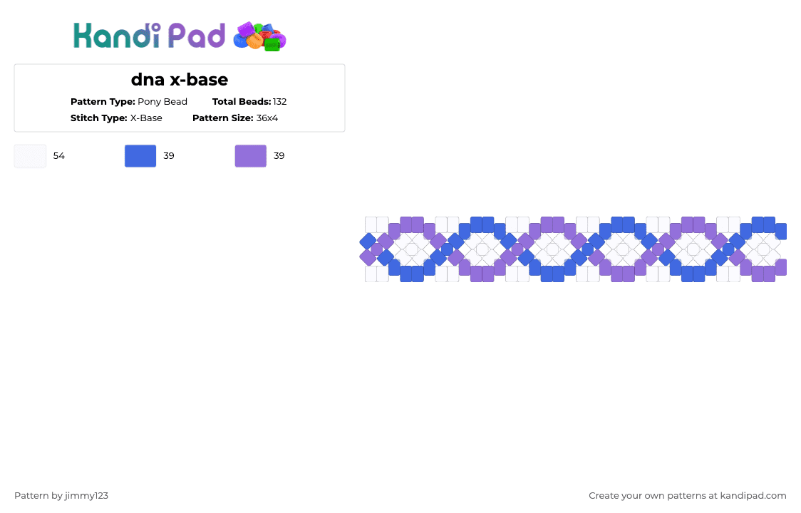 dna x-base - Pony Bead Pattern by jimmy123 on Kandi Pad - blue,purple,xbase,dna,dna cuff,dna xbase