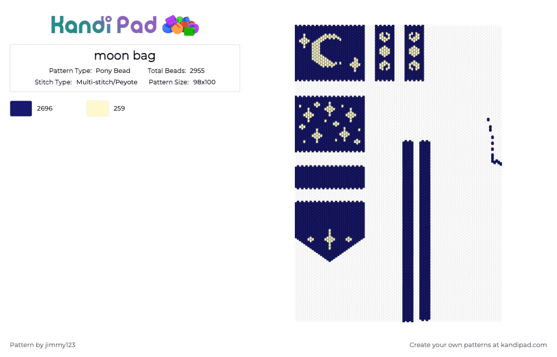moon bag - Pony Bead Pattern by jimmy123 on Kandi Pad - purple