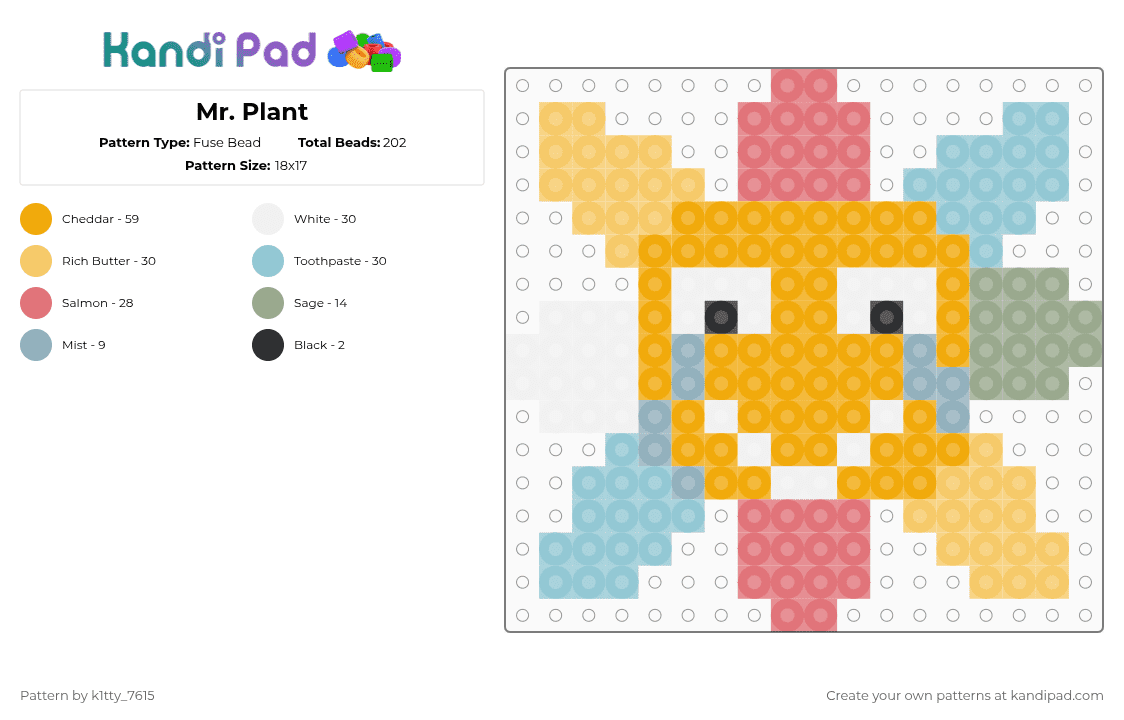 Mr. Plant - Fuse Bead Pattern by k1tty_7615 on Kandi Pad - orange,light blue,eye,horror,silly,blink,pain,mrplantandargos,mr plant,flower