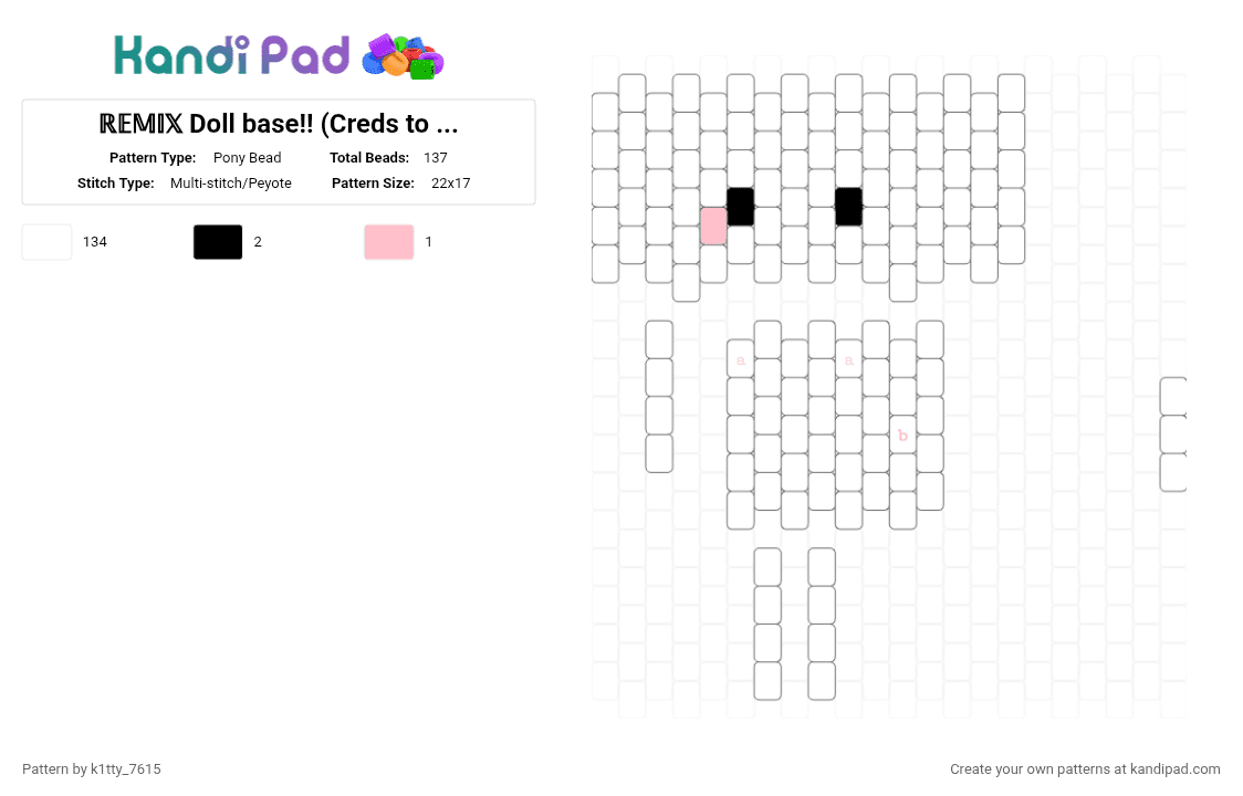 ℝ𝔼𝕄𝕀𝕏 Doll base!! (Creds to owner) - Pony Bead Pattern by k1tty_7615 on Kandi Pad - white