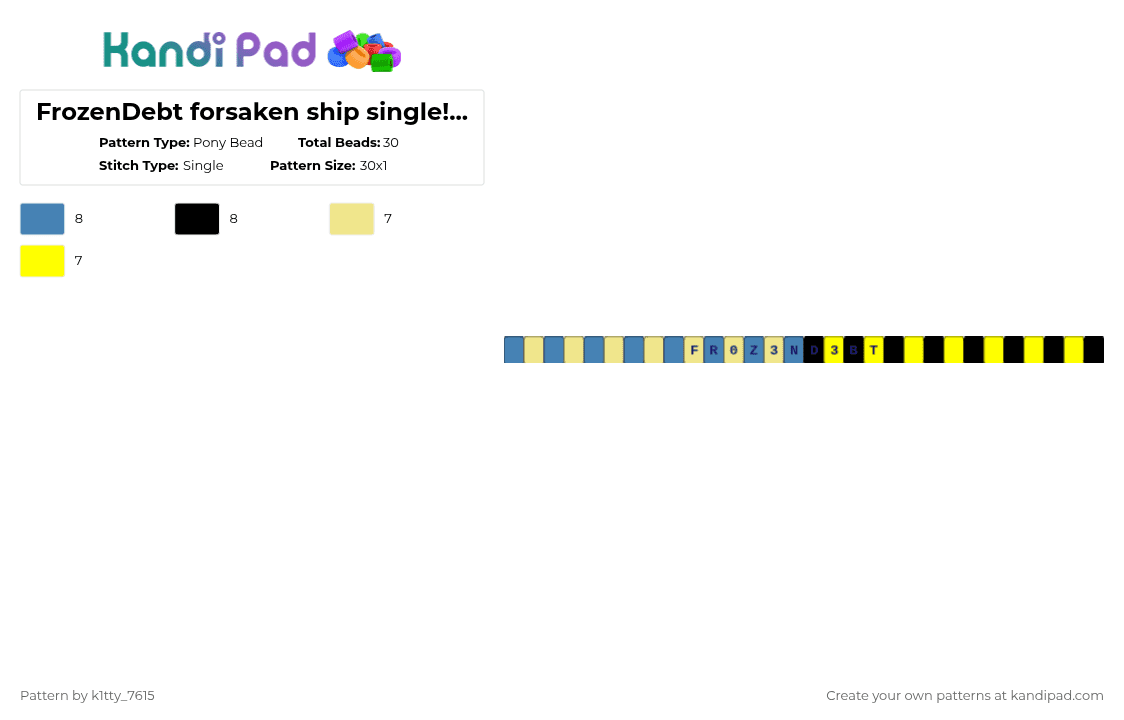 FrozenDebt forsaken ship single!!!!!!!!!!!!1 For @vee_version_1 (read description) - Pony Bead Pattern by k1tty_7615 on Kandi Pad - blue,yellow,forsaken,request,roblox,frozendebt,itrapped,mafioso,ship