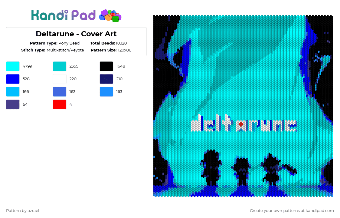 Deltarune - Cover Art - Pony Bead Pattern by azrael on Kandi Pad - light blue,deltarune,susie,kris,ralsei,game,dark world,toby fox
