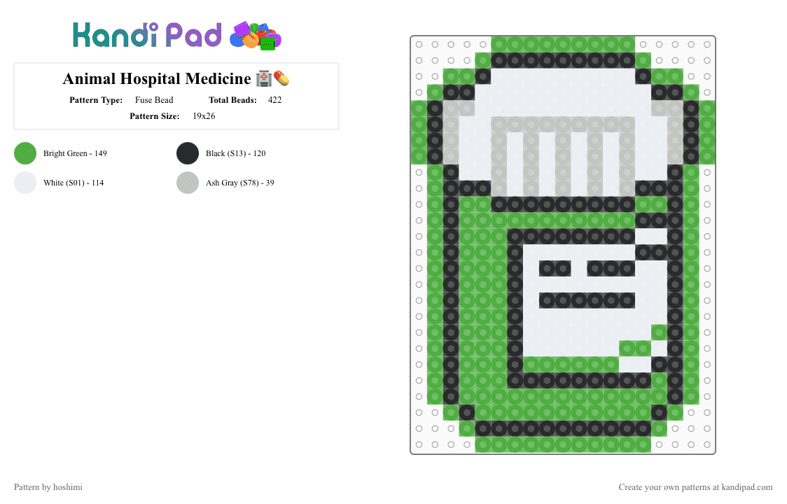 Animal Hospital Medicine 🏥💊 - Fuse Bead Pattern by hoshimi on Kandi Pad - green,medicine,animal hospital,animal hospital medicine,roblox