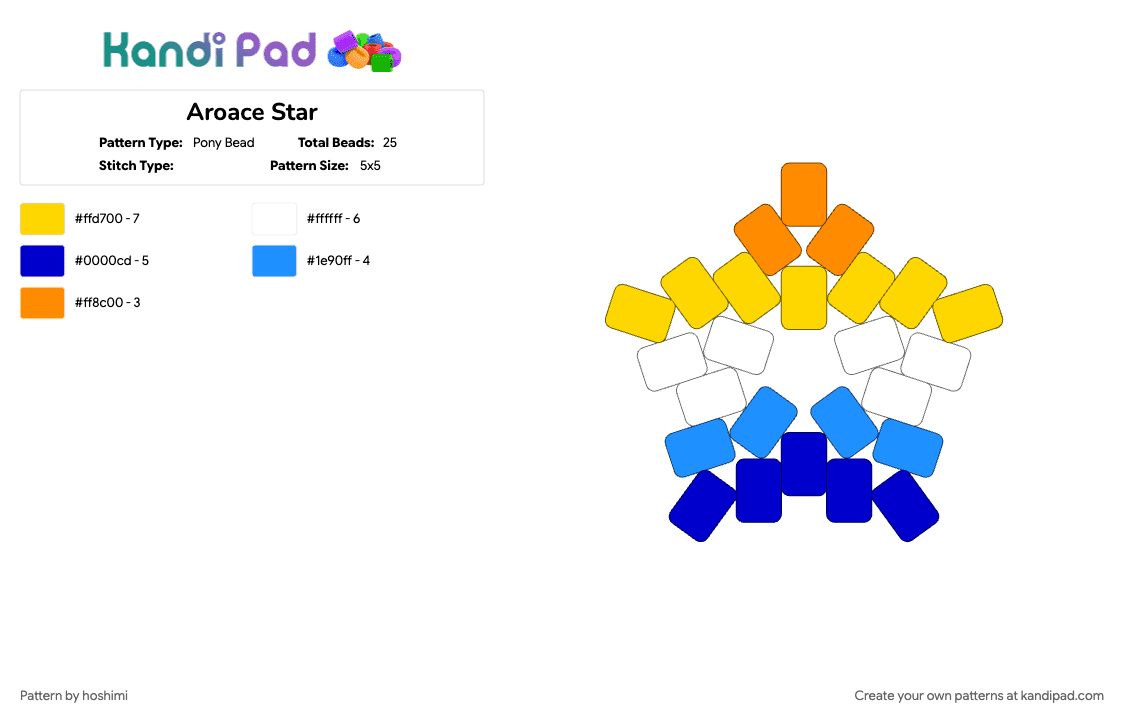 Aroace Star - Pony Bead Pattern by hoshimi on Kandi Pad - aroace, purple, star, yellow
