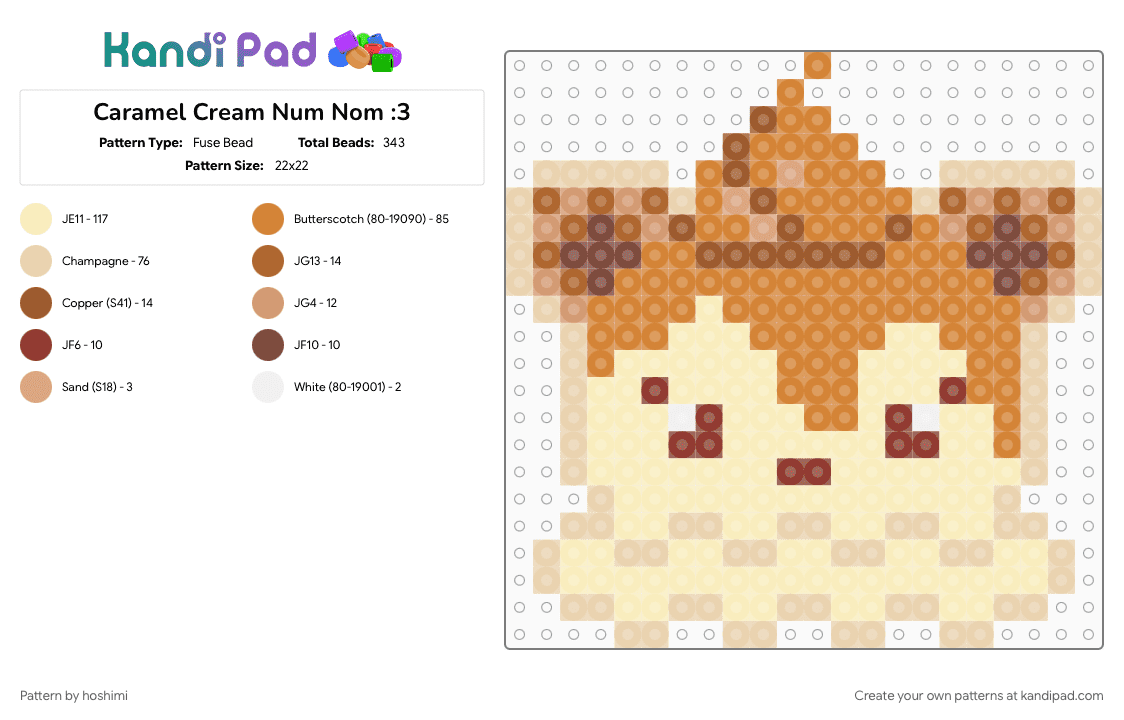 Caramel Cream Num Nom :3 - Fuse Bead Pattern by hoshimi on Kandi Pad - beige, caramel cream, num nom, orange