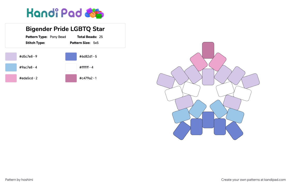 Bigender Pride LGBTQ Star - Pony Bead Pattern by hoshimi on Kandi Pad - bigender, lgbtq, pink, pride, star