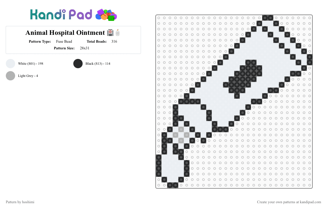 Animal Hospital Ointment 🏥🧴 - Fuse Bead Pattern by hoshimi on Kandi Pad - white,ointment,animal hospital,animal hospital ointment,roblox