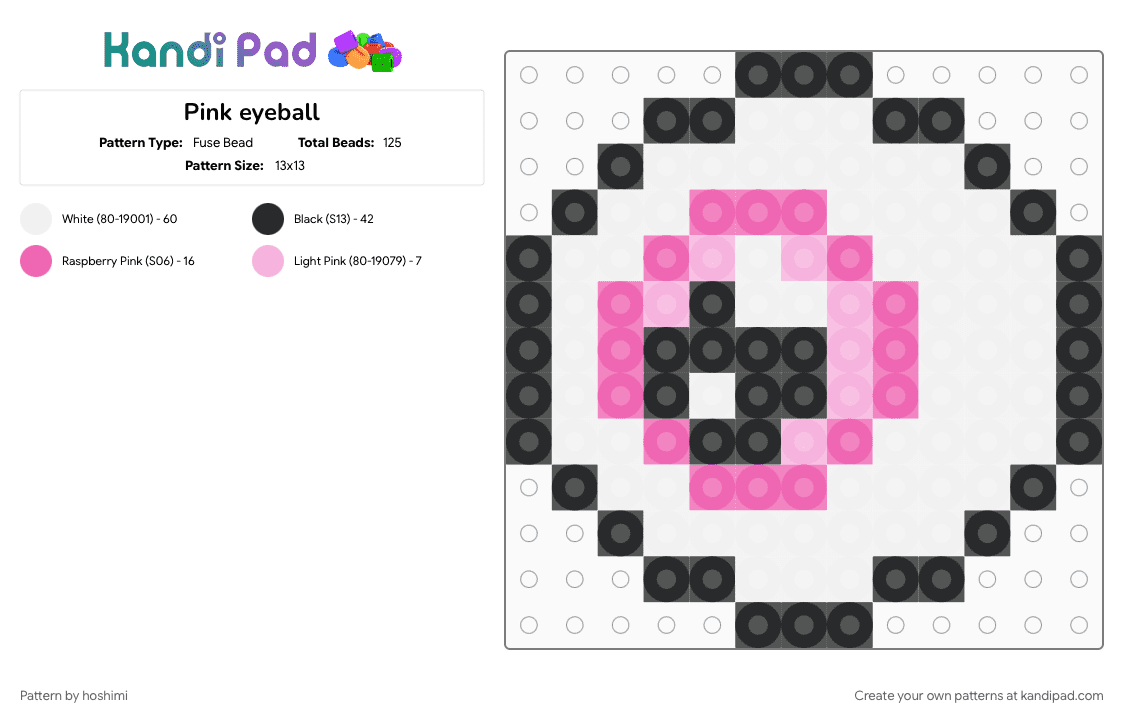 Pink eyeball - Fuse Bead Pattern by hoshimi on Kandi Pad - eye, pink, scene, scenecore, white