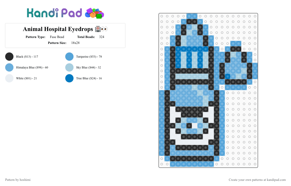 Animal Hospital Eyedrops 🏥👀 - Fuse Bead Pattern by hoshimi on Kandi Pad - light blue,animal hospital,eyedrops,animal hospital eyedrops,roblox